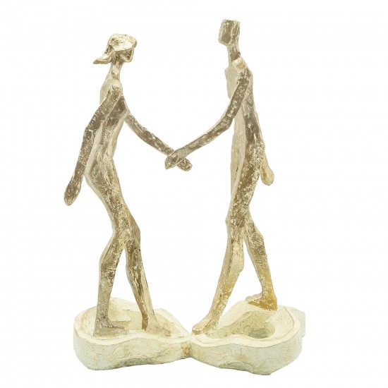 Res, 12"h Couple Hold Hands, Gold