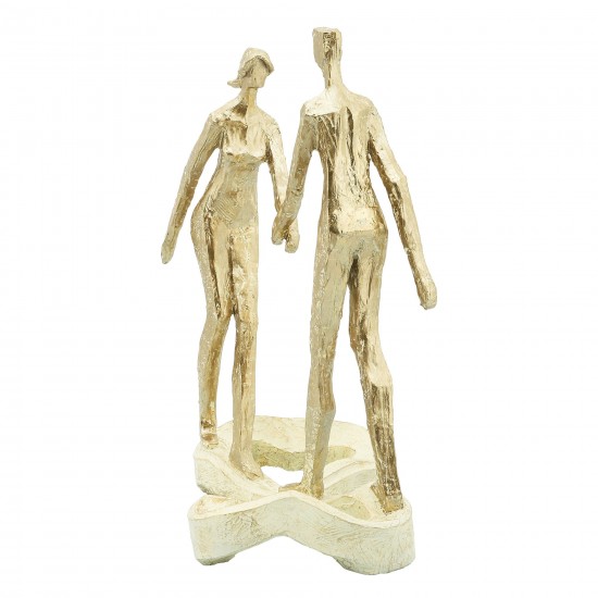 Res, 12"h Couple Hold Hands, Gold