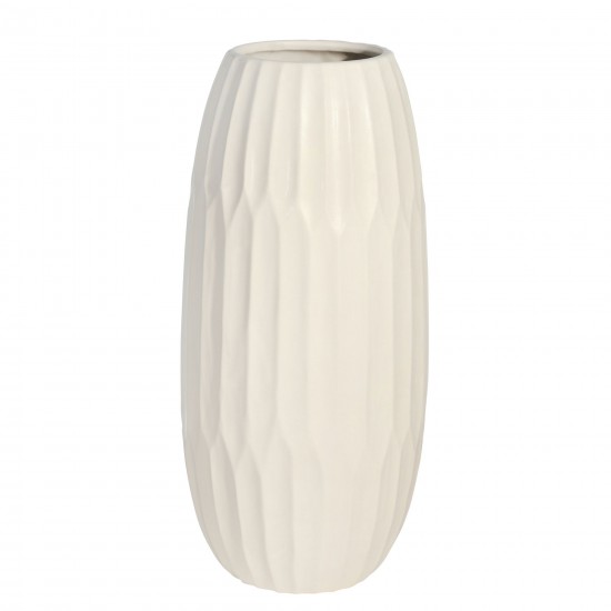 Ceramic 16" Vase , White