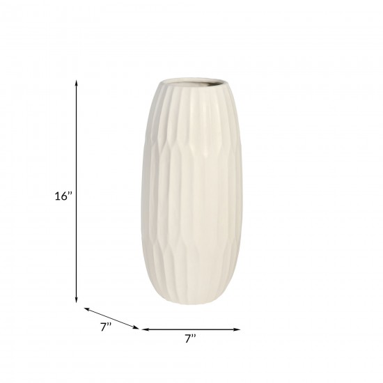 Ceramic 16" Vase , White