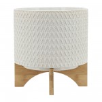 Ceramic 10" Chevron Planter On Stand, Ivory