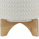 Ceramic 10" Chevron Planter On Stand, Ivory