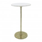 Metal, 24"h Round Drink Table, Gold/white