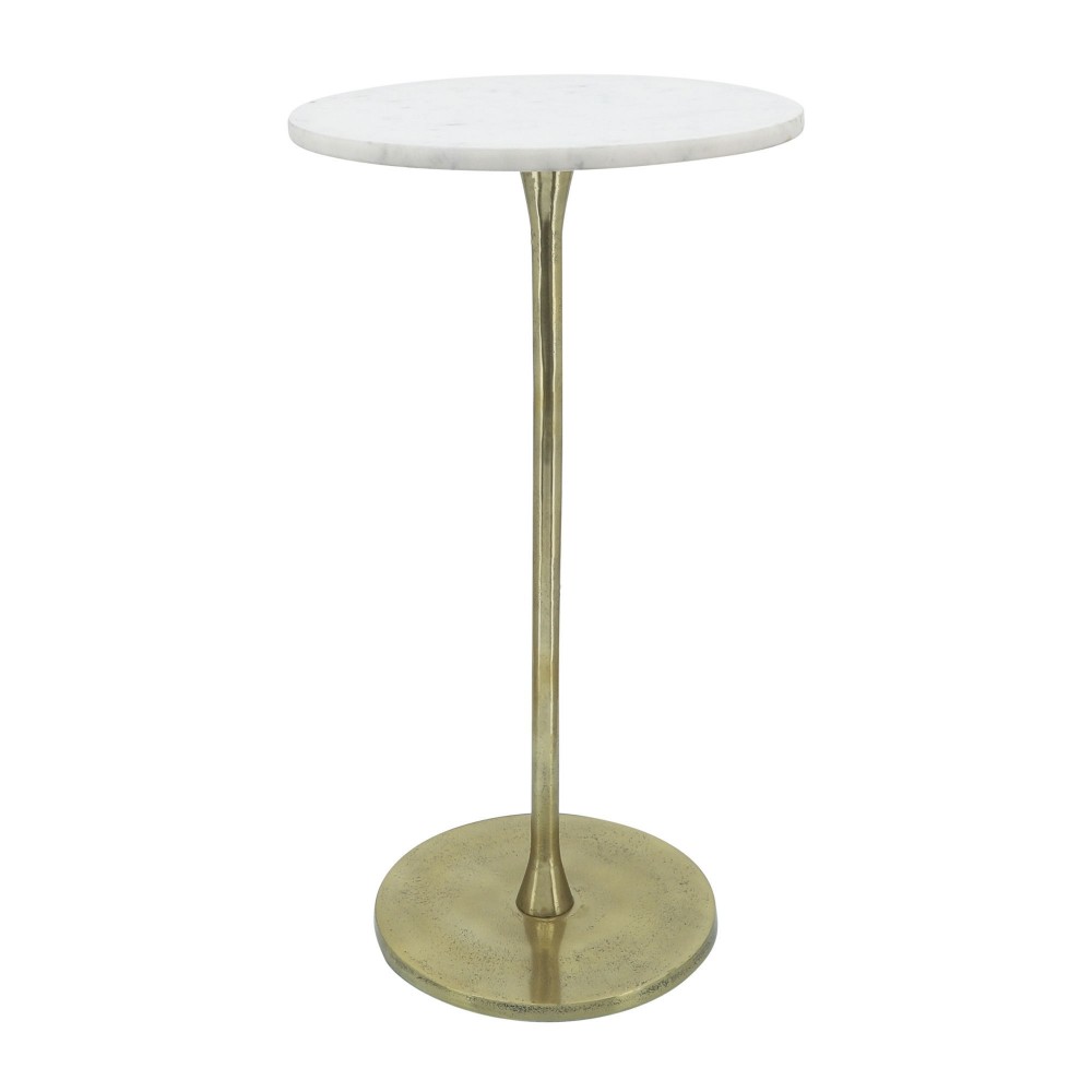 Metal, 24"h Round Drink Table, Gold/white