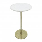 Metal, 24"h Round Drink Table, Gold/white