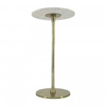 Metal, 24"h Round Drink Table, Gold/white