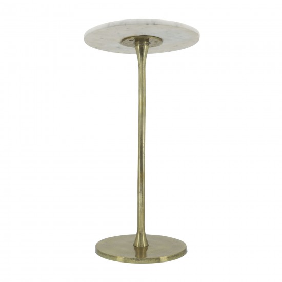 Metal, 24"h Round Drink Table, Gold/white