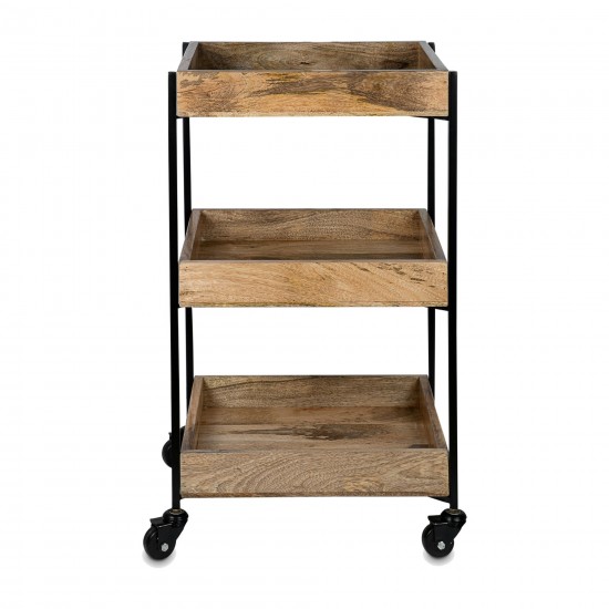 Wood,17x28" Storage Cart W/ 16x14" 3-tier Trays