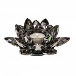 Black Crystal Lotus Votive Holder 6"
