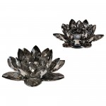 Black Crystal Lotus Votive Holder 6"