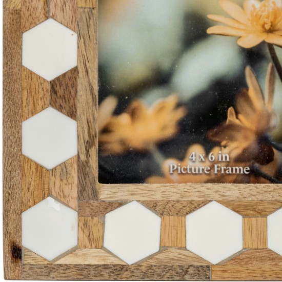 Wood/resin,4x6 Hexagon Frame, White