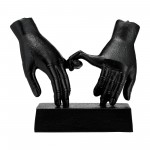 Metal,9"h,entwined Hands Sculpture, Black