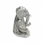 Polyresin 8" Meditating Elephant, Silver