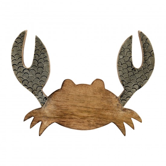 Wood, 8"h Crab Deco, Brown