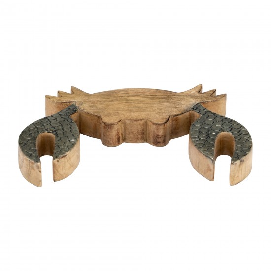 Wood, 8"h Crab Deco, Brown