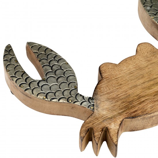 Wood, 8"h Crab Deco, Brown