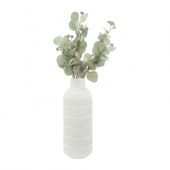 Cer,21",pearl Stripe Vase,white