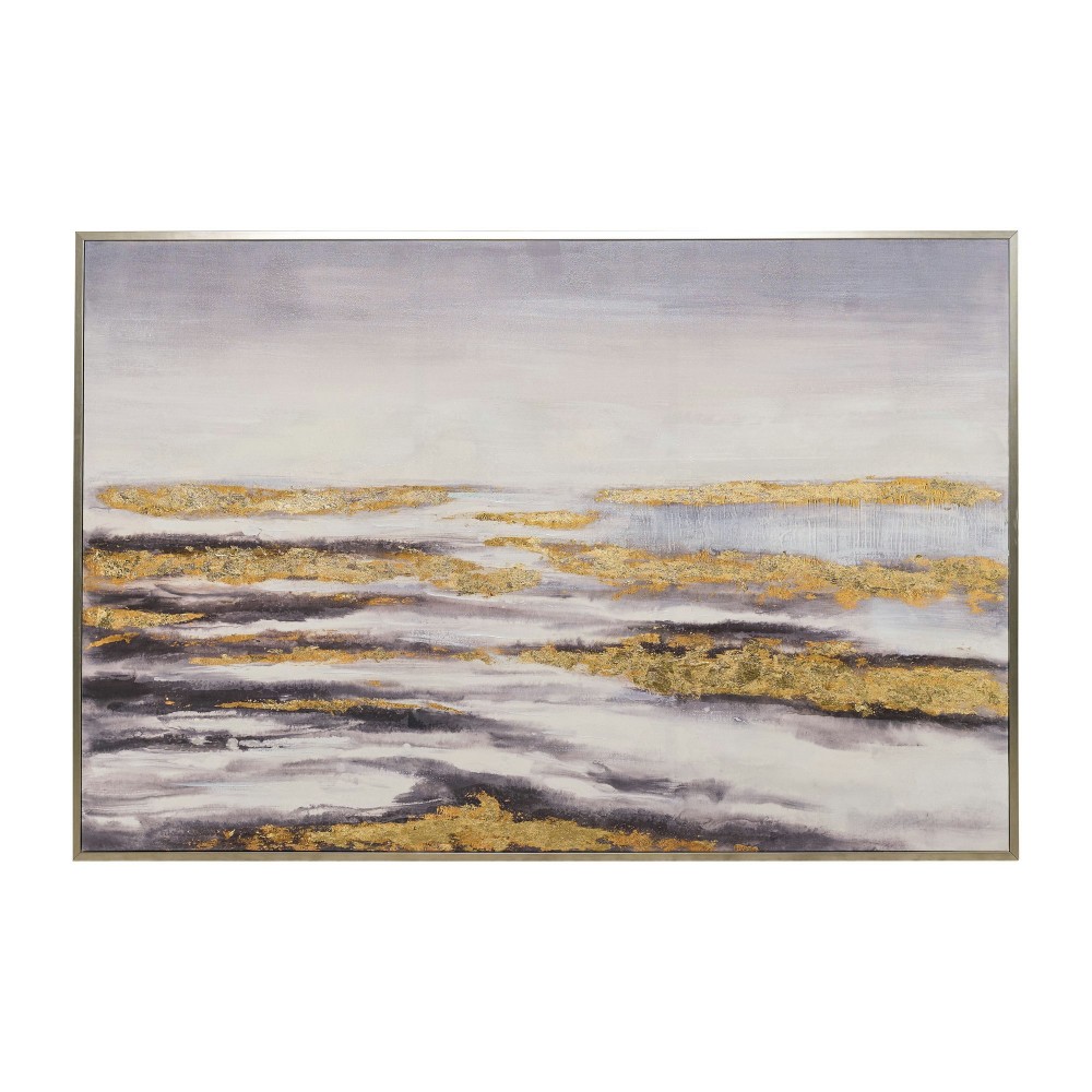 60x40 Horizon Hand Painted Canvas, Gray/gold