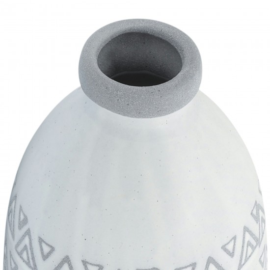 Cer, 14"h Aztec Vase, Gray