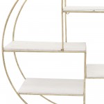 Metal/wood, 32" 4-layered Round Shelf, White/gold