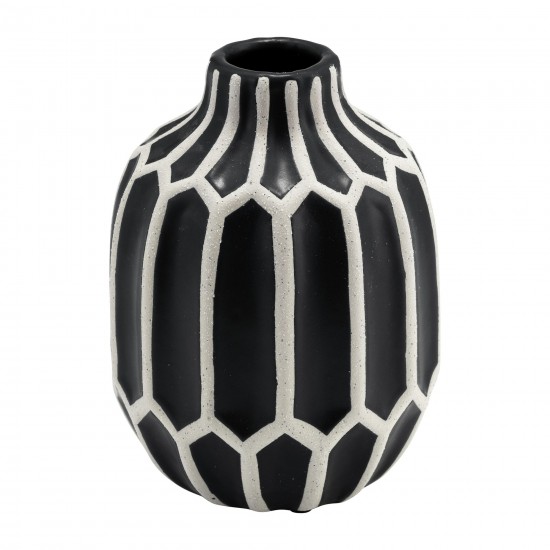 Cer, 8" Decorative Vase, Black/white