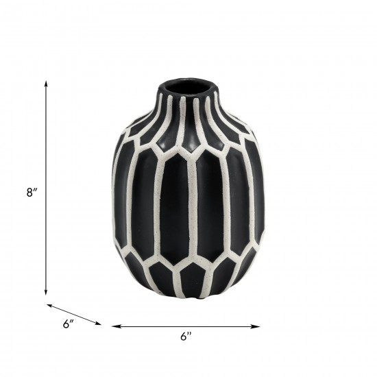 Cer, 8" Decorative Vase, Black/white