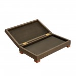 Wood 15" Faux Leather Box W/ Legs, Green