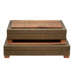 Wood 15" Faux Leather Box W/ Legs, Green