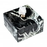 Glass, 6x5" Jewelry Box Quartz Top, Black