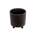 S/2 Footed Planters 9/6", Hearts, Matt Black