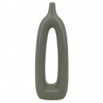 Cer, 14"h Open Cut-out Vase, Sage Green