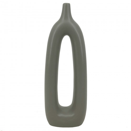 Cer, 14"h Open Cut-out Vase, Sage Green