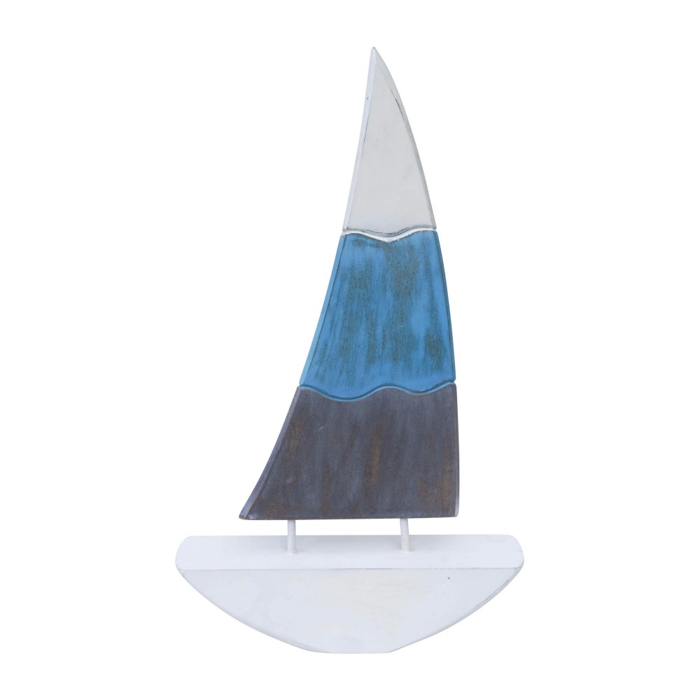 Wood, 19" Tri-color Sailboat, Multi