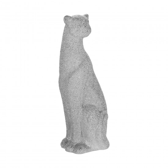 Cer, 12" Leopard Figurine, Silver