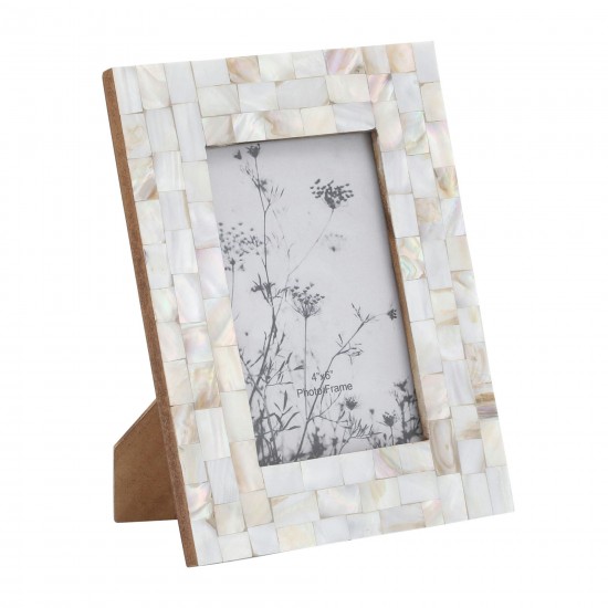 Resin, 4x6 Capiz Design Photo Frame, Silver