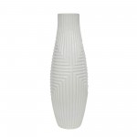 Cer, 21" Tribal Vase, White