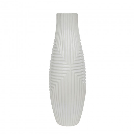 Cer, 21" Tribal Vase, White