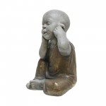 Polyresin 12" No Hear Baby Monk, Gray/gold