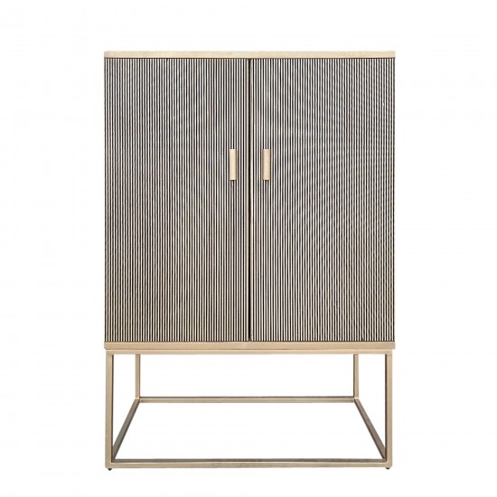 Wood, 55"h 2-door Cabinet, Gold