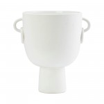 Cer, 10"h Vase With Handles, White