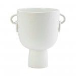 Cer, 10"h Vase With Handles, White