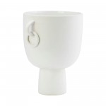 Cer, 10"h Vase With Handles, White