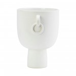 Cer, 10"h Vase With Handles, White
