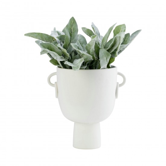 Cer, 10"h Vase With Handles, White