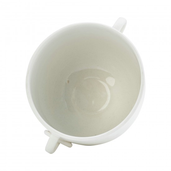 Cer, 10"h Vase With Handles, White