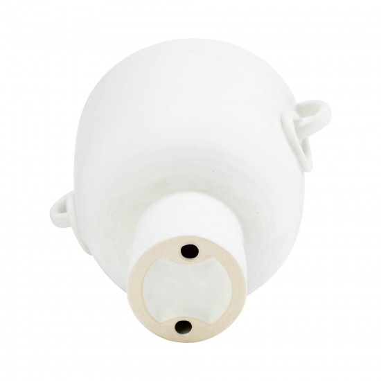 Cer, 10"h Vase With Handles, White