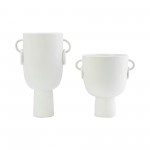 Cer, 10"h Vase With Handles, White