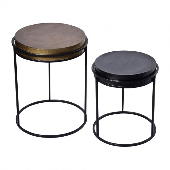 Metal, S/2 16x18"/19x23" Nested Round Side Tables