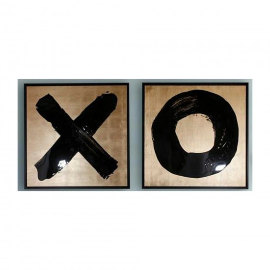 95x47, S/2 Hand Painted X And O Frames,gold/blk