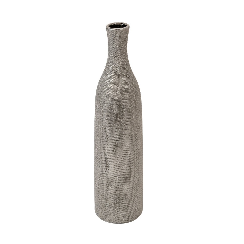 Ceramic 18" Vase, Silver